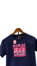 Load image into Gallery viewer, Small Nurse Life Pink Bow Tee 🎀🩺 – Navy