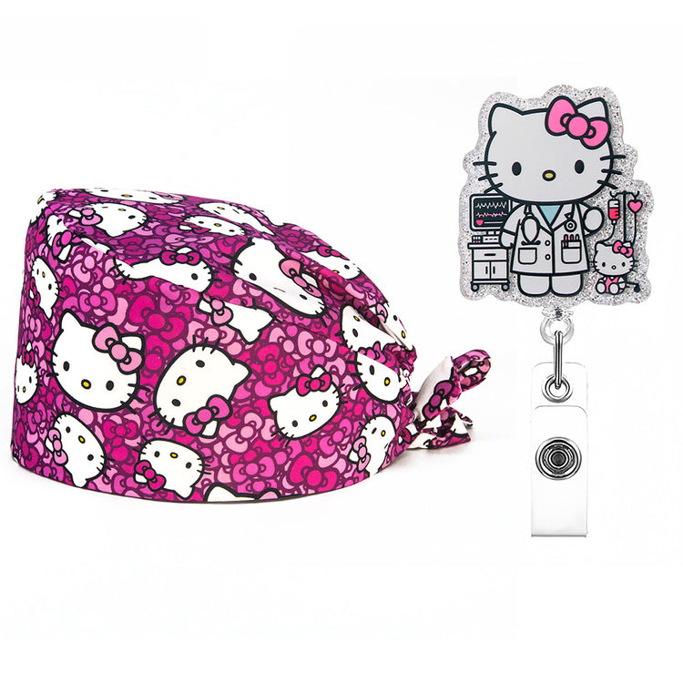 Hello Kitty Nurse Scrub Cap & Badge Reel Set