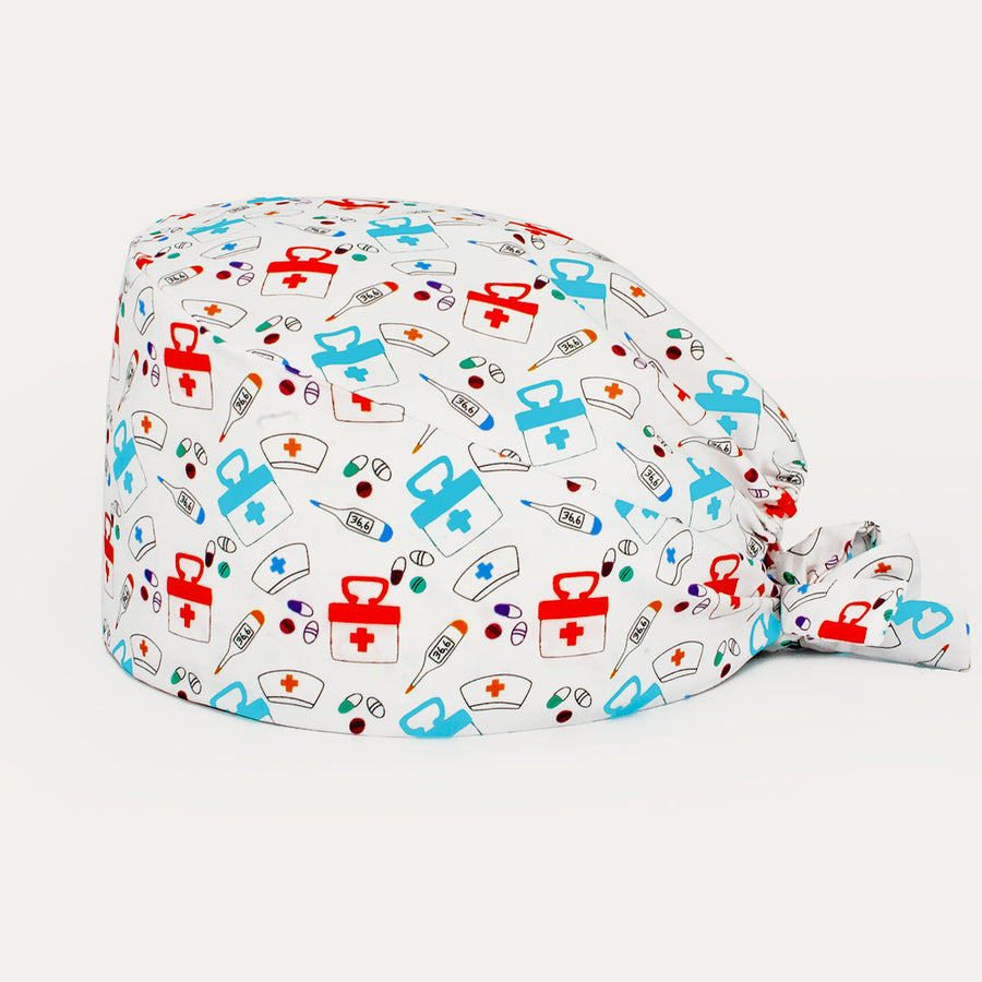 Medical print scrub cap